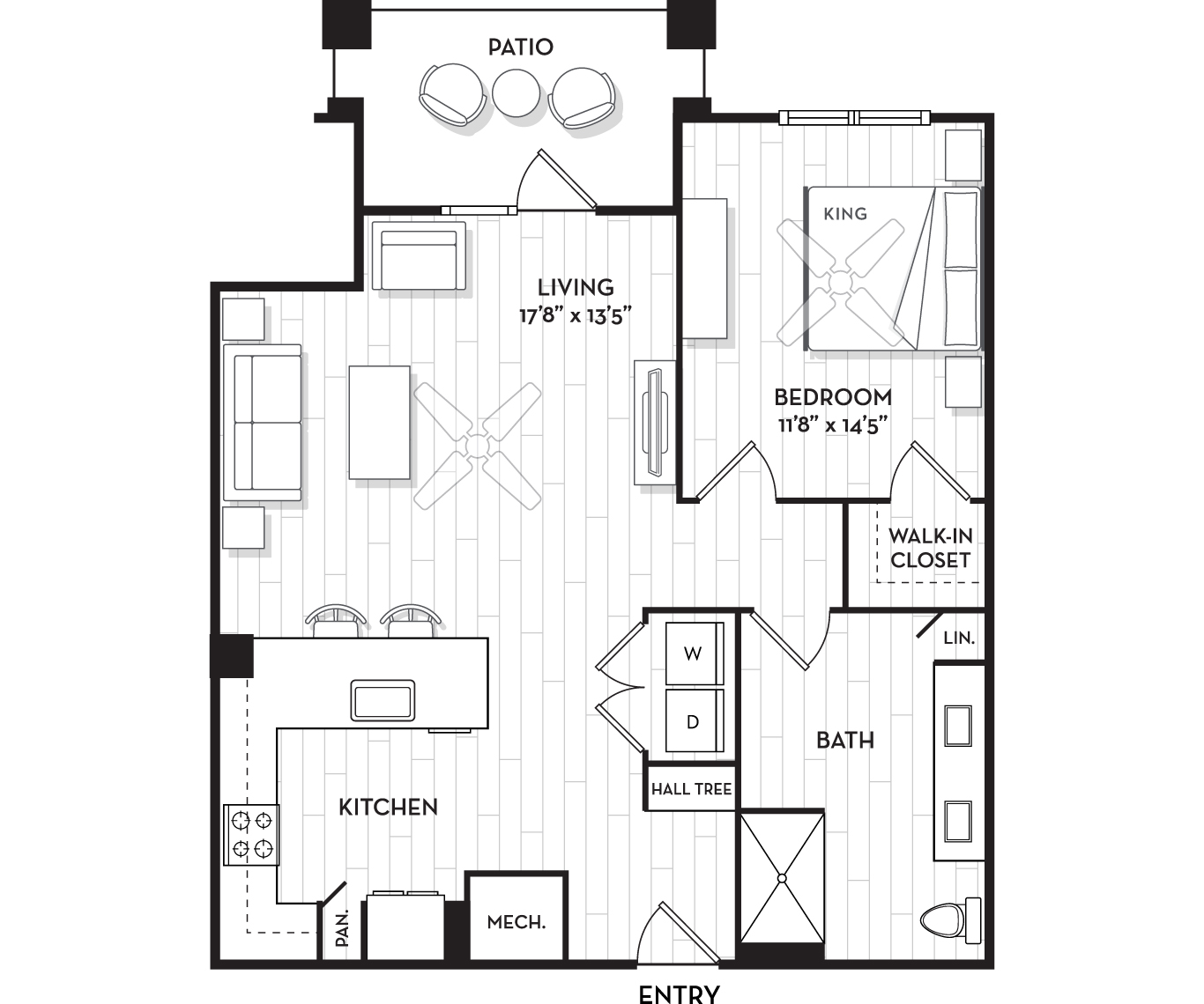 Brooking Square Apartments and Townhomes - Charleston, NC - The Marsh Floor Plan 936 Sq Ft