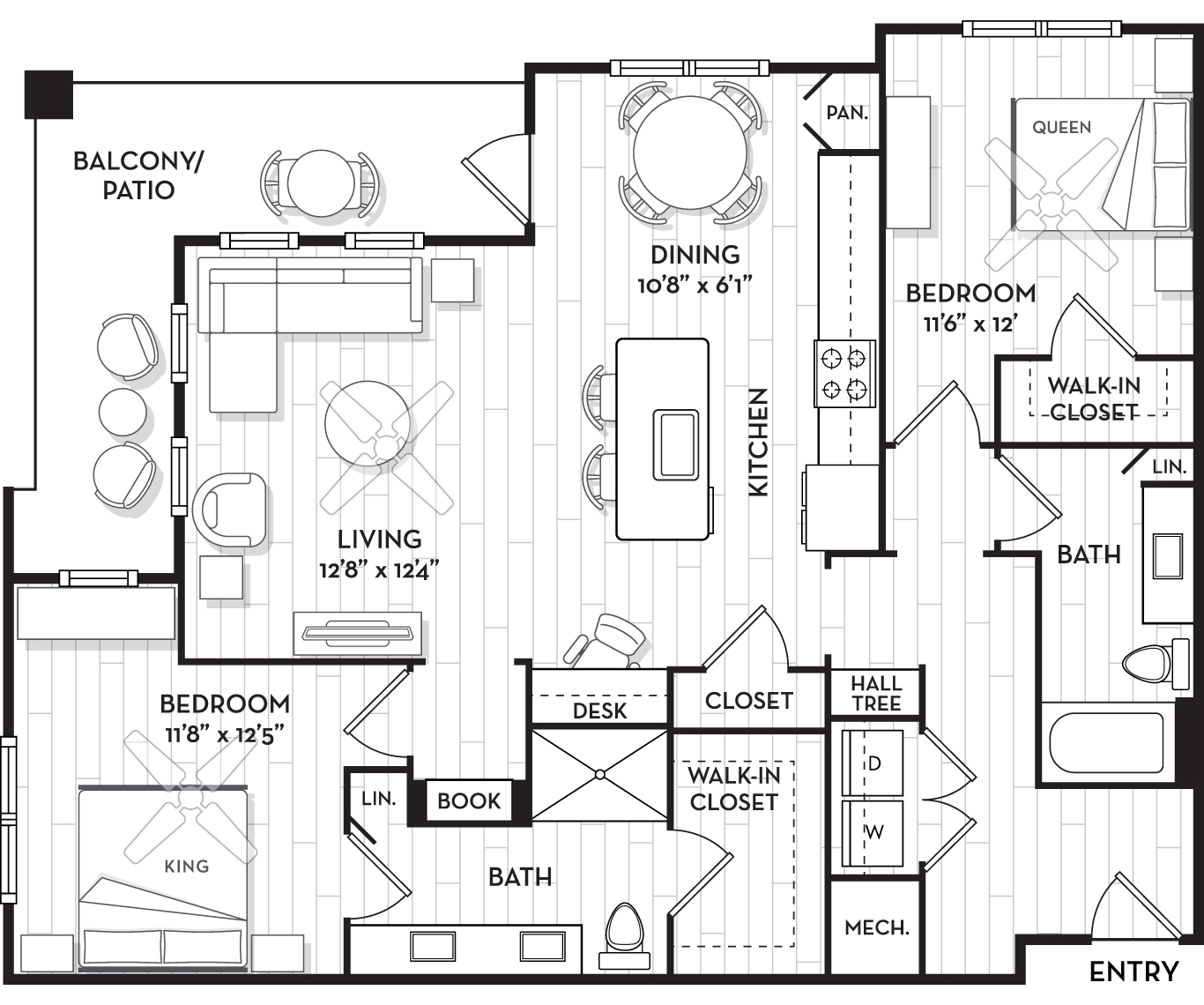 Brooking Square Apartments and Townhomes - Charleston, NC - The Estuary Floor Plan 1372 Sq Ft