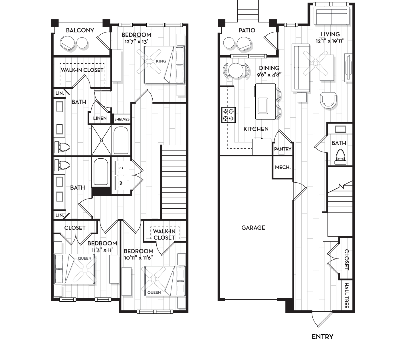 Brooking Square Apartments and Townhomes - Charleston, NC - The Waterline Floor Plan 1888 Sq Ft