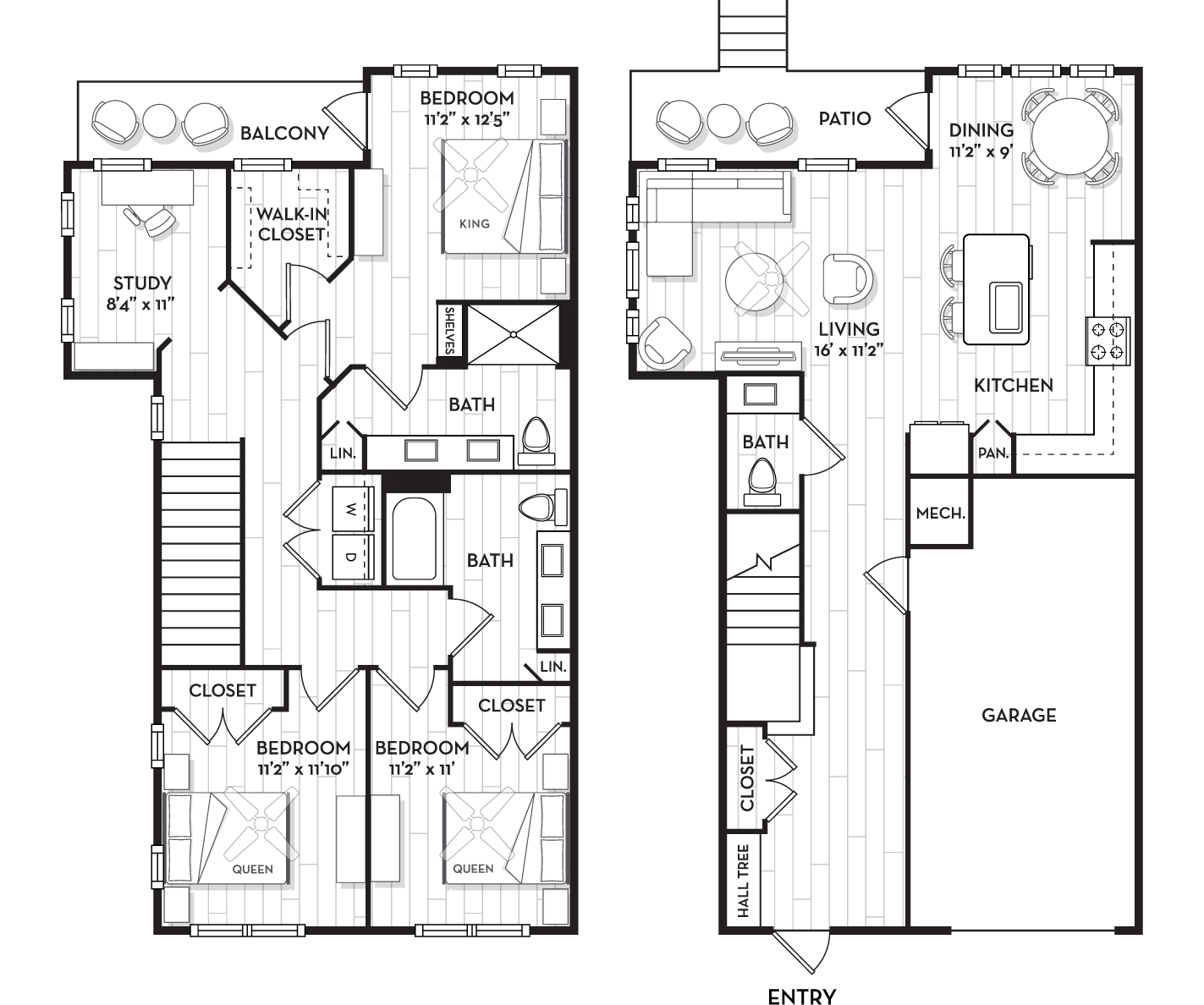 Brooking Square Apartments and Townhomes - Charleston, NC - The Shoreline Floor Plan 1938 Sq Ft