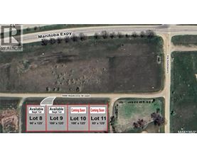 An aerial view of a real estate listing for Manitoba Expwy with four lots available for sale.