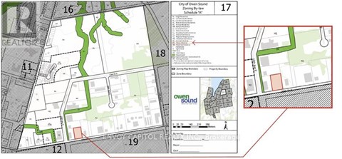 A map of the City of Owensboro with a green area labeled 18 and a red area labeled 19.