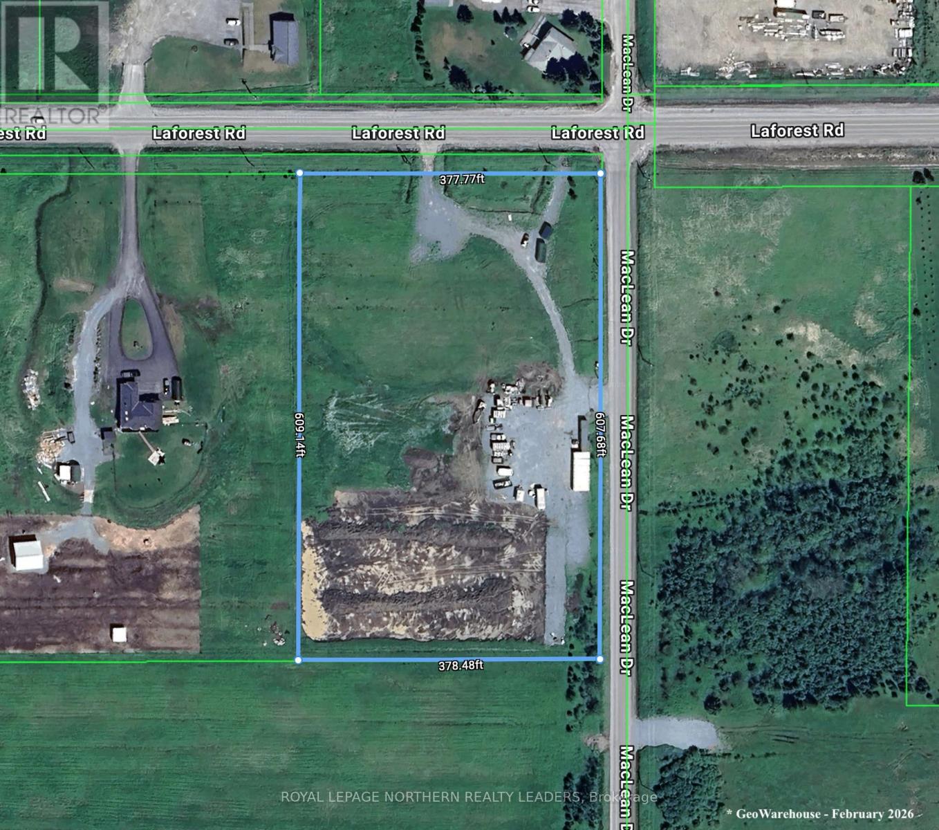 A satellite image shows a section of Laforest Rd and a green outlined area.
