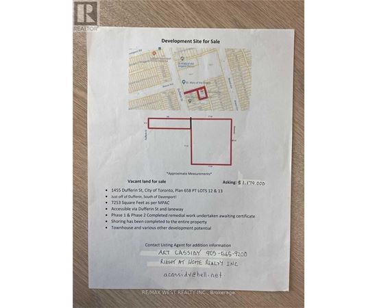 A piece of paper with a map and details of a development site for sale.