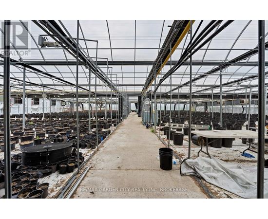 A greenhouse with plants growing in it and a sign that says RE/MAX Garden City Realty, Inc. Brokerage.