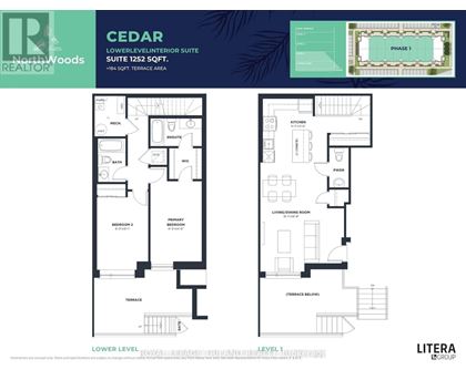 A floor plan for a Cedar Lower Level Exterior Suite is shown.