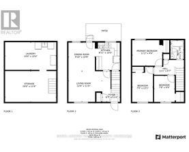 A floor plan for a home with three bedrooms and a living area.