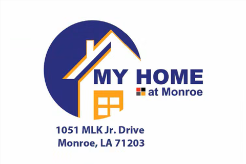 A logo for "My Home at Monroe" with an address underneath.