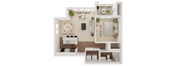 A 12 x 12 room with a 12 x 12 bed and a 12 x 12 desk.