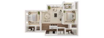 A diagram of a house layout with dimensions.