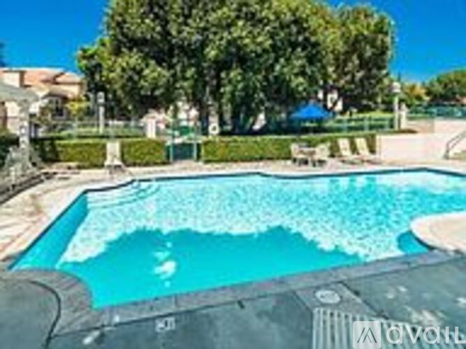 A small pool with a blue tiled edge and a white tile border.