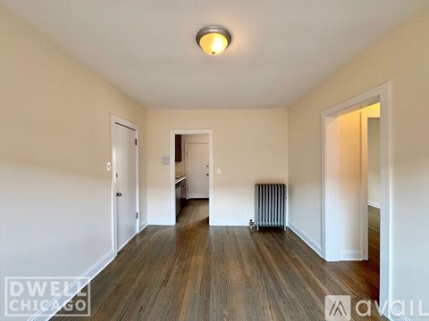 A floor plan for a 1-bedroom, 1-bathroom apartment at 2649 North Spaulding Avenue.
