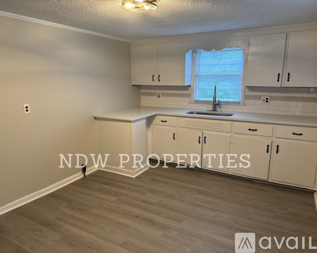 A kitchen with a sink and cabinets is available for rent.
