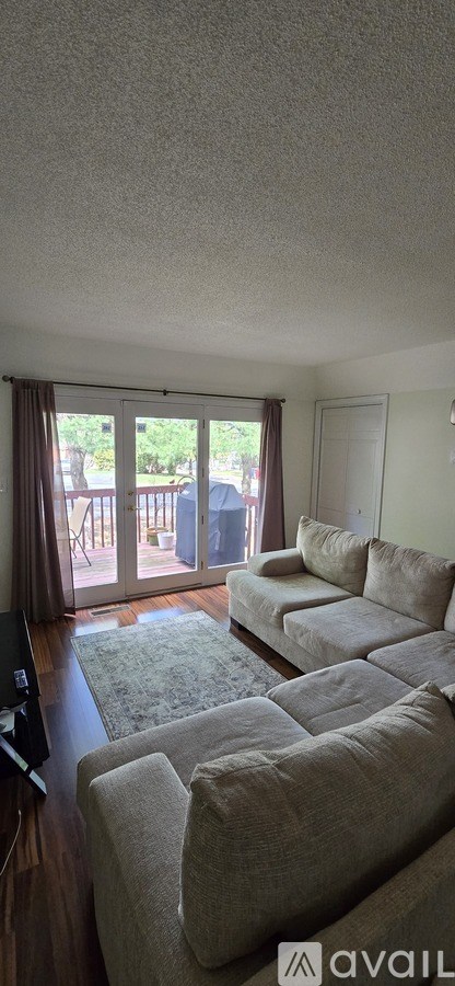 A living room with a couch and a television.