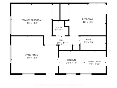 A black and white floor plan of a house with labeled rooms.