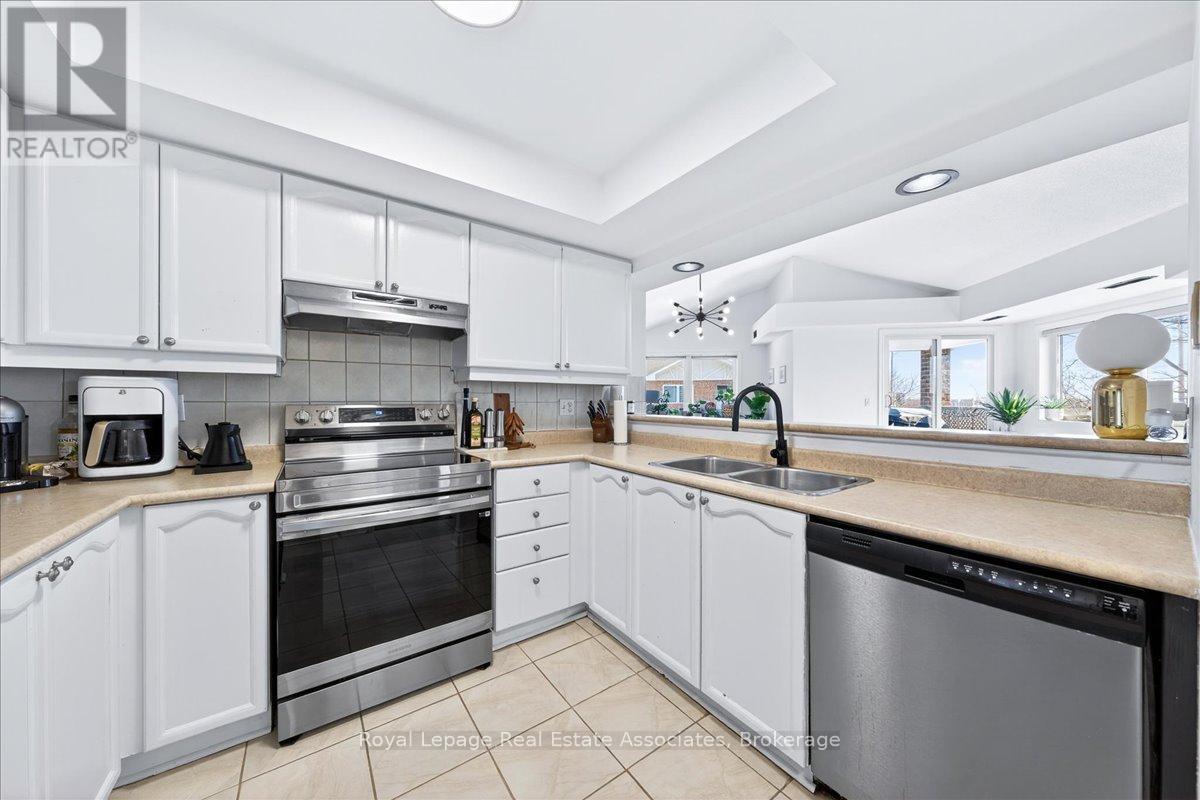 A kitchen with white cabinets and stainless steel appliances.
