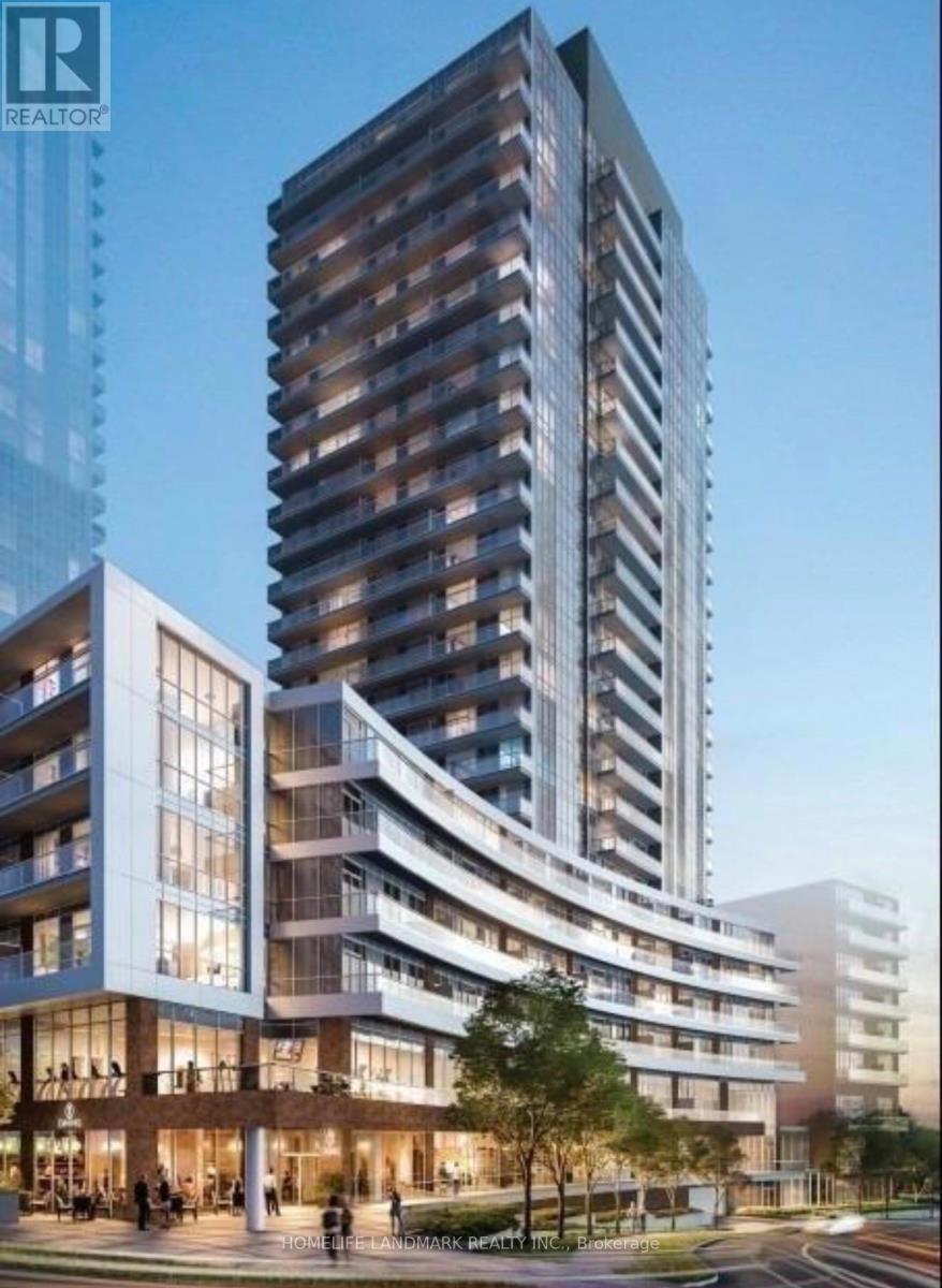 A modern high-rise building is depicted in the image.