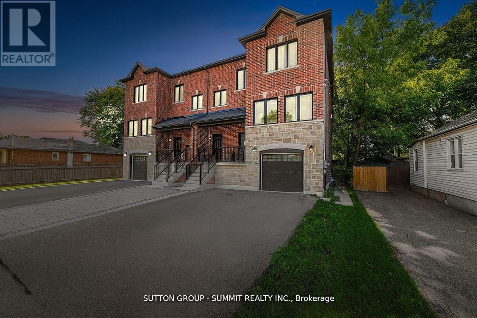 A brochure for a Sutton Group Summit Realty Inc. property shows a red brick building with a garage.