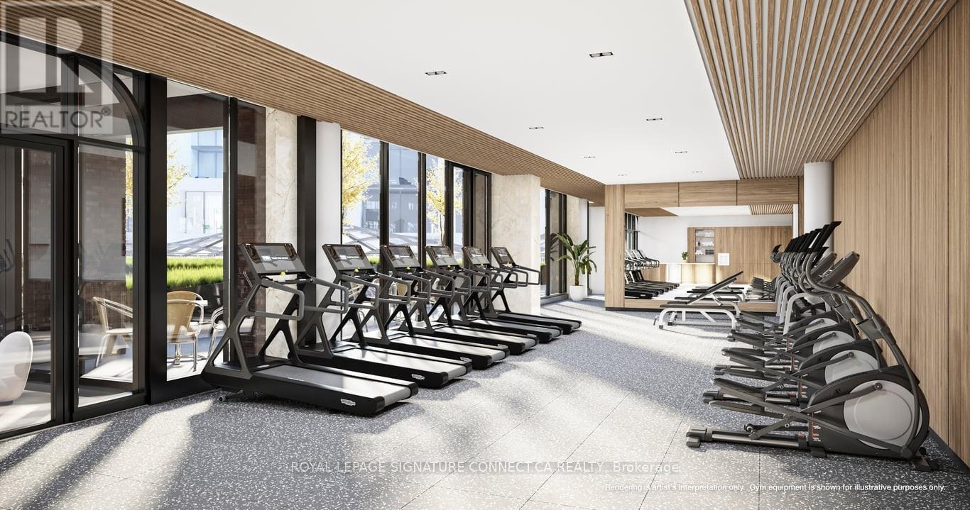 A gym with treadmills and a sign that says "REALTOR".