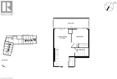 A floor plan of a house with a living room, bedroom, and bathroom.