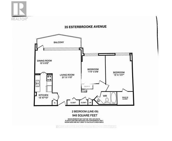 A black and white image of a floor plan for a 2 bedroom apartment.
