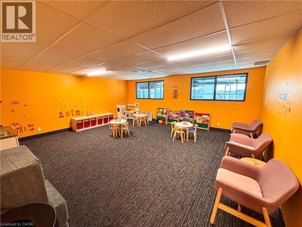 A room with chairs and tables is shown.