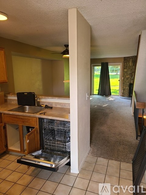 A kitchen with a sink and a dishwasher.