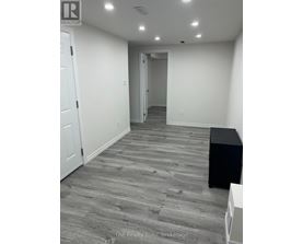 A hallway with a black box on the floor and a white door on the left.