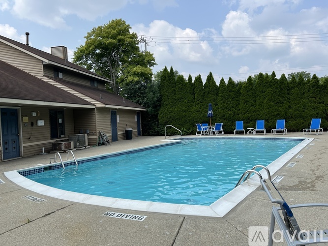 A pool with a no diving sign on the side.