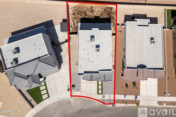 A red square outlines a section of a building in an aerial view.