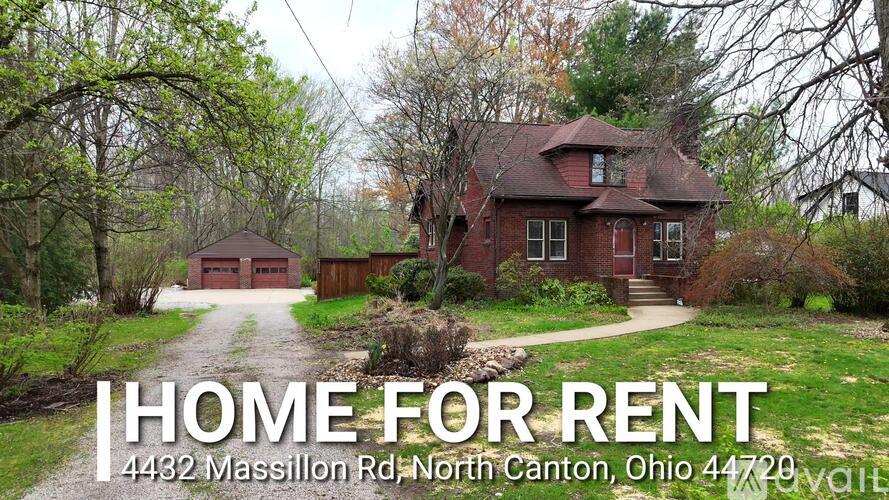 A red brick house with a sign that says "HOME FOR RENT" in front of it.