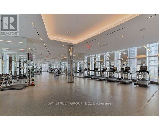 A gym with treadmills and exercise bikes is shown.
