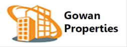 A logo for Gowan Properties featuring a stylized building.