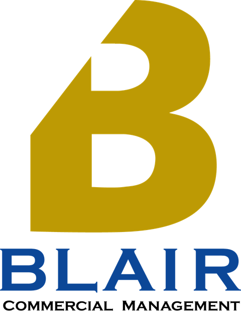 A yellow letter B followed by the word BLAIR in blue.