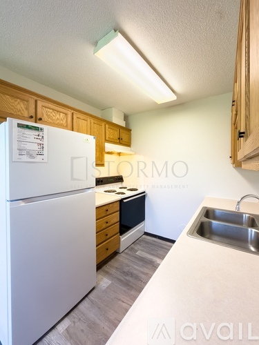 A carpeted room with a window and a fan, managed by STORMO Real Estate and Property Managers.