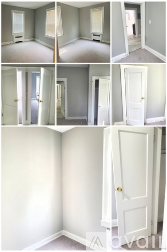 A series of images showing a room with a white door.