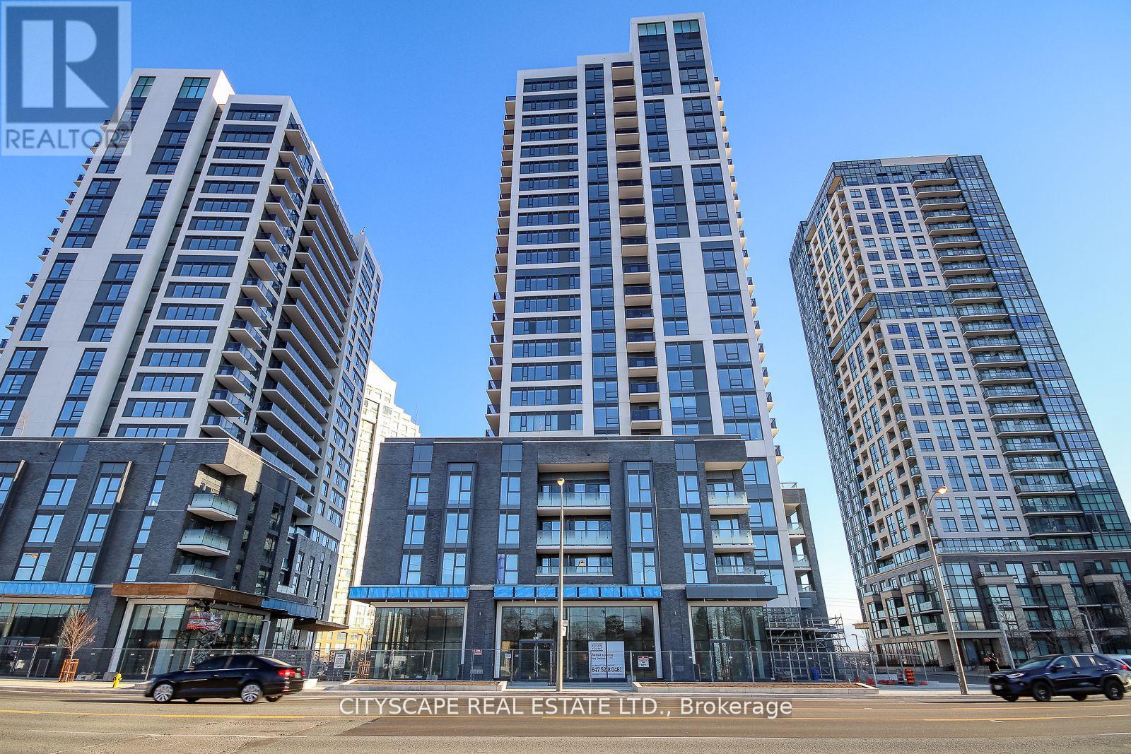 Three modern high-rise buildings are shown in the image.