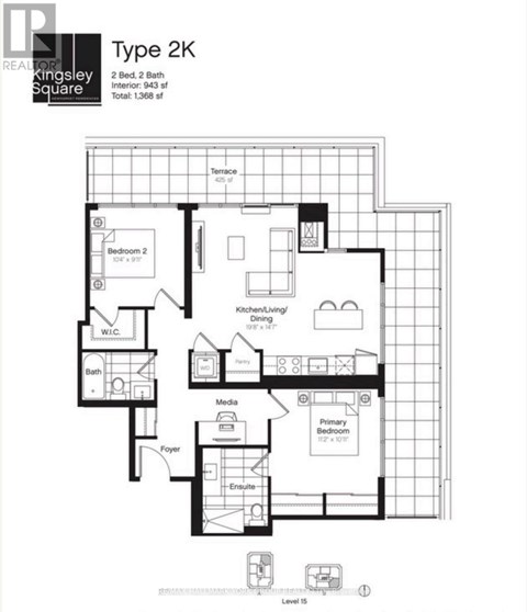 A black and white image of a Type 2K floor plan for a property.