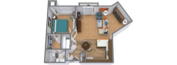 1 Bed 1 Bath Floor Plan at Rivers Edge Apartments, Otsego, MN