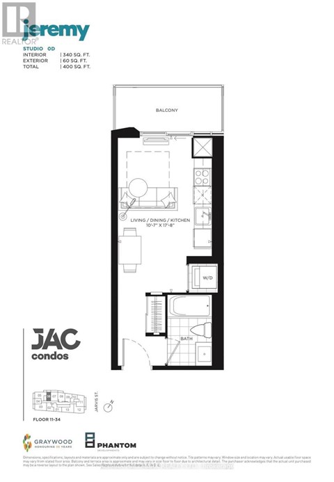 A floor plan for a condo unit at JAC Condos.