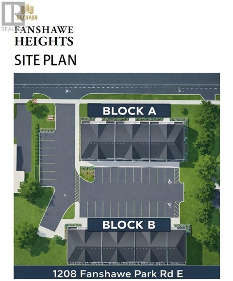A site plan for Fanshawe Heights shows Block A and Block B.
