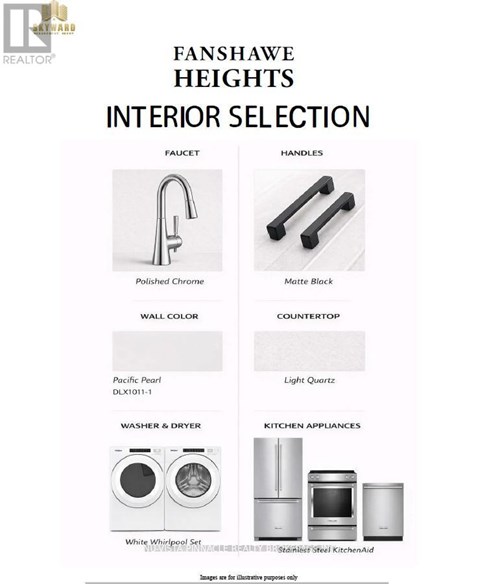 A page from a catalogue showing a selection of interior items for Fanshawe Heights.