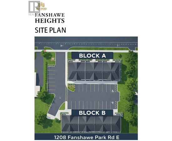 A site plan for Fanshawe Heights shows Block A and Block B.