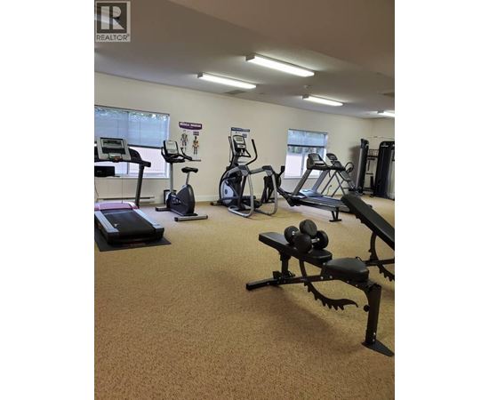 A gym with a variety of equipment including treadmills, exercise bikes, and weight machines.