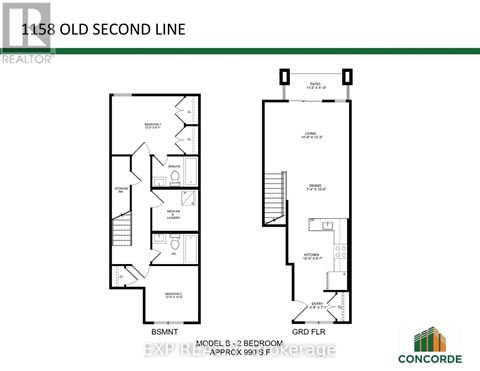 A floor plan for a concorde building is shown with two different models.