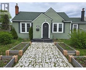 A green house with a black door and windows.