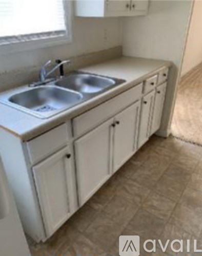 A kitchen with a sink and cabinets.