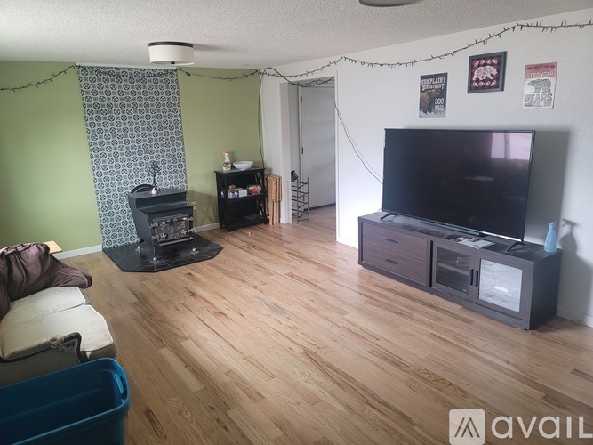 A living room with a television, a fireplace, and a couch.