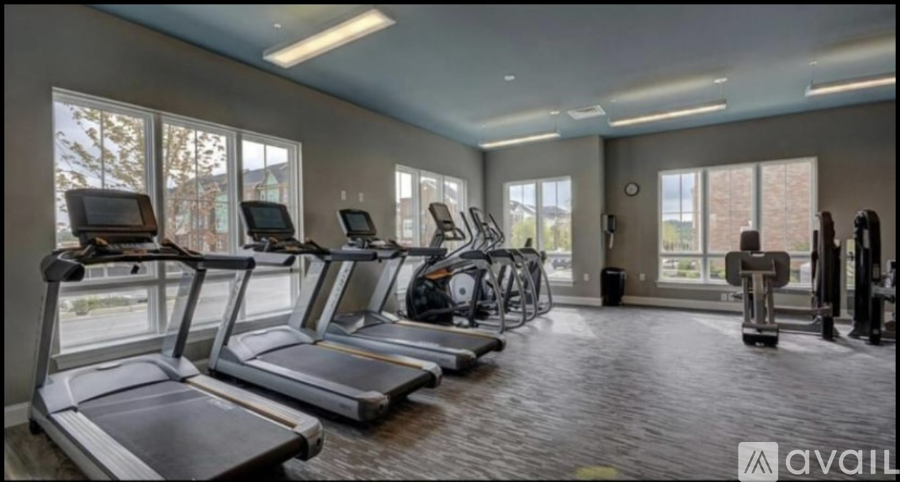 A gym with treadmills, elliptical machines, and other exercise equipment.