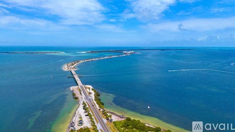 A long bridge spans across a body of water.